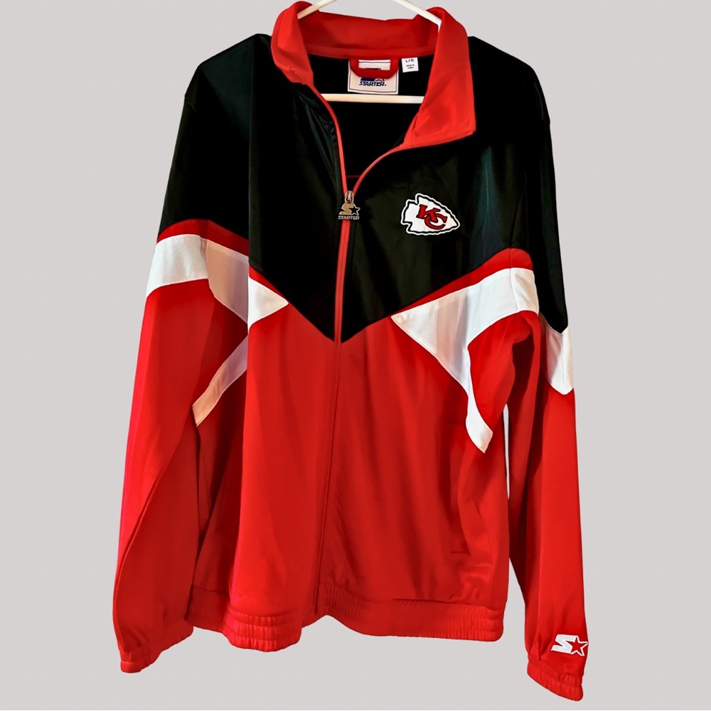 NWT Men’s L Kansas City Chiefs NFL Starter Red Rush Track Jacket Embroidered Zip